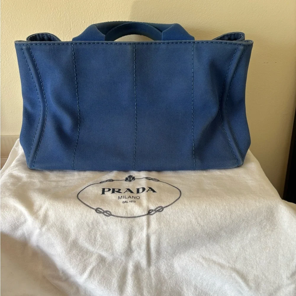 Prada Canapa blue denim tote - Picture 2 of 14